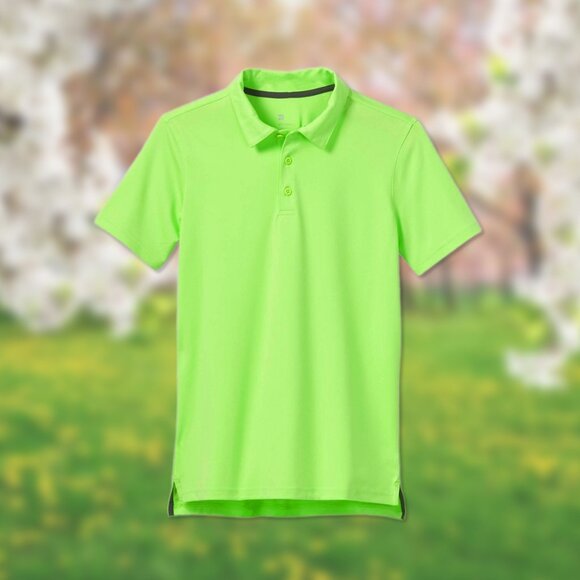NWT Bright Lime Green Golf Collar Polo Shirt - Boys Sizes XS, S, L, XL Tops - Picture 4 of 4